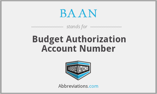 BAAN - Budget Authorization Account Number