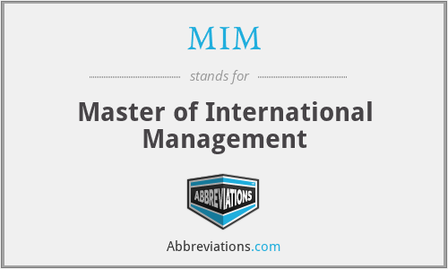 MIM - Master of International Management