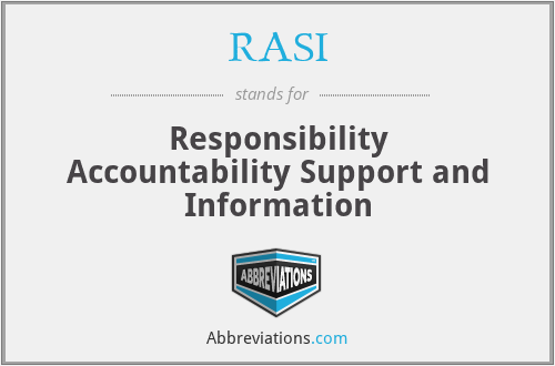 RASI - Responsibility Accountability Support and Information