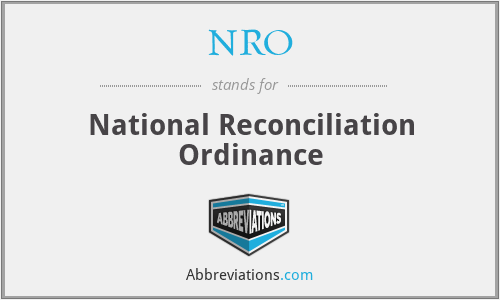 NRO - National Reconciliation Ordinance