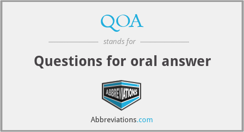 QOA - Questions for oral answer
