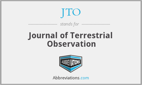 JTO - Journal of Terrestrial Observation