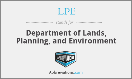 LPE - Department of Lands, Planning, and Environment