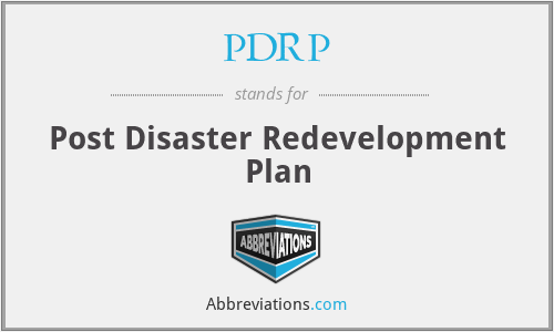 PDRP - Post Disaster Redevelopment Plan