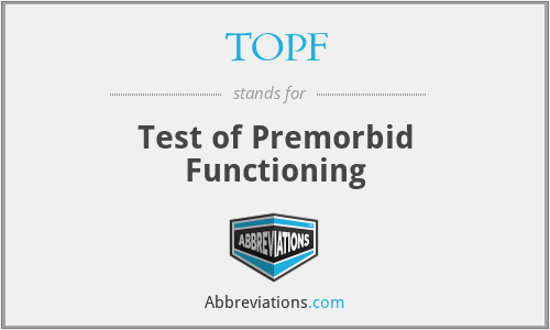 TOPF - Test of Premorbid Functioning