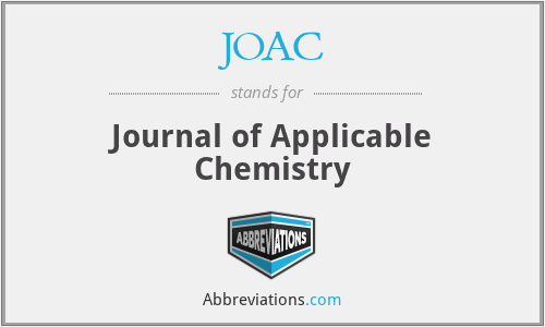 JOAC - Journal of Applicable Chemistry