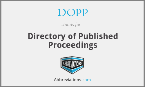 DOPP - Directory of Published Proceedings