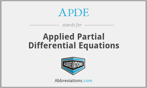 APDE - Applied Partial Differential Equations