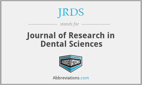 JRDS - Journal of Research in Dental Sciences