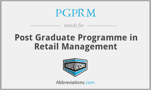 PGPRM - Post Graduate Programme in Retail Management