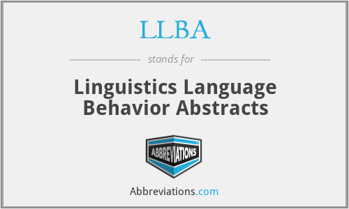 LLBA - Linguistics Language Behavior Abstracts