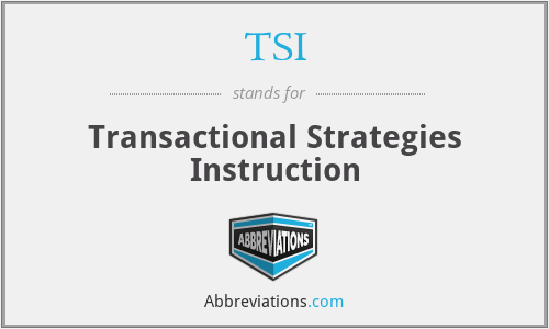 TSI - Transactional Strategies Instruction