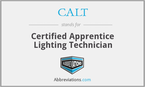 CALT - Certified Apprentice Lighting Technician