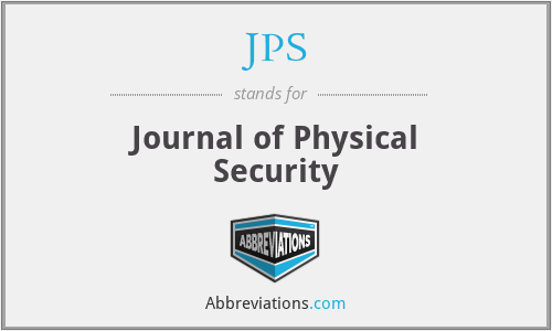 JPS - Journal of Physical Security