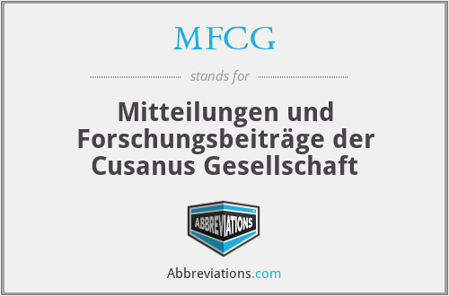 MFCG - Mitteilungen und Forschungsbeiträge der Cusanus Gesellschaft