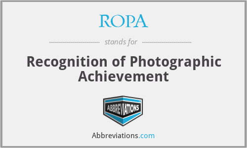 ROPA - Recognition of Photographic Achievement