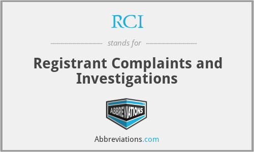 RCI - Registrant Complaints and Investigations