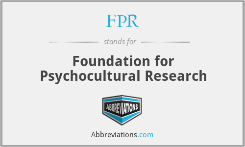 FPR - Foundation for Psychocultural Research