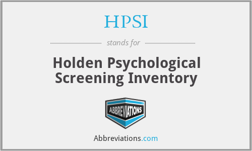 HPSI - Holden Psychological Screening Inventory