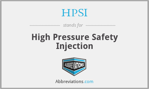 HPSI - High Pressure Safety Injection