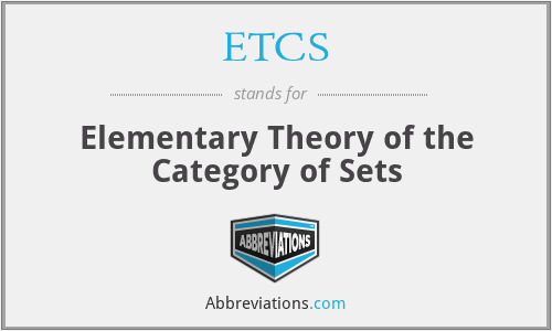 ETCS - Elementary Theory of the Category of Sets