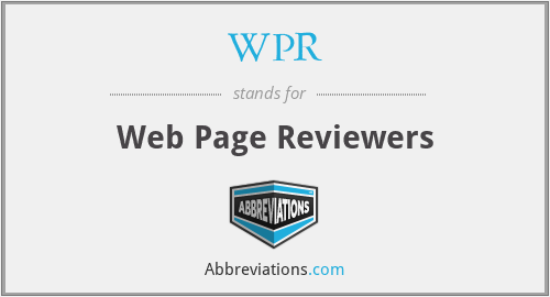 WPR - Web Page Reviewers