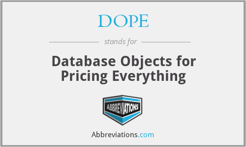DOPE - Database Objects for Pricing Everything