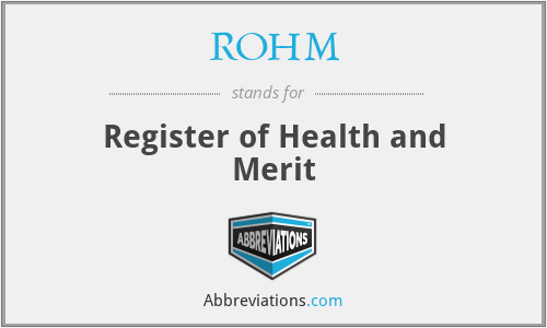 ROHM - Register of Health and Merit