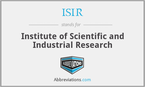 ISIR - Institute of Scientific and Industrial Research
