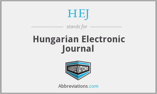 HEJ - Hungarian Electronic Journal
