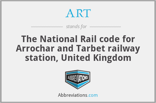 ART - The National Rail code for Arrochar and Tarbet railway station, United Kingdom