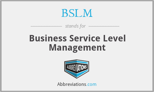 BSLM - Business Service Level Management