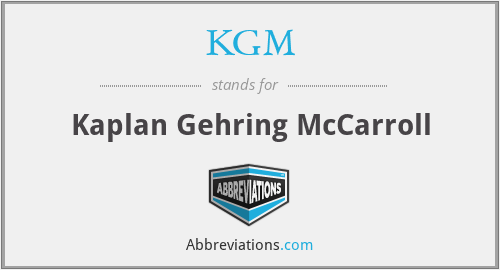 KGM - Kaplan Gehring McCarroll