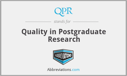 QPR - Quality in Postgraduate Research