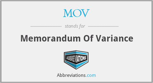 MOV - Memorandum Of Variance