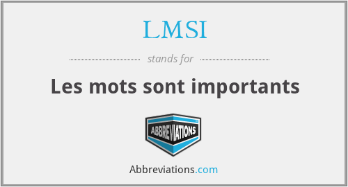 LMSI - Les mots sont importants