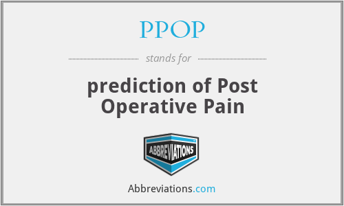 PPOP - prediction of Post Operative Pain