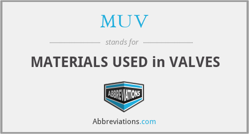 MUV - MATERIALS USED in VALVES