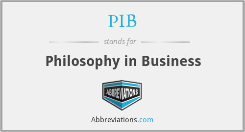 PIB - Philosophy in Business
