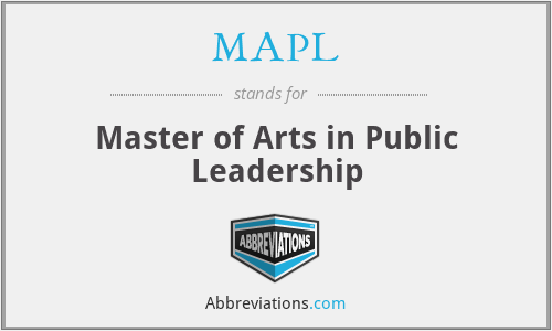 MAPL - Master of Arts in Public Leadership