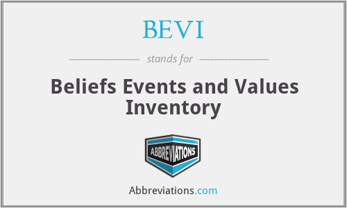 BEVI - Beliefs Events and Values Inventory