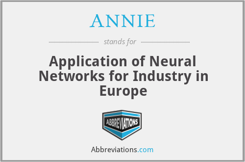 ANNIE - Application of Neural Networks for Industry in Europe