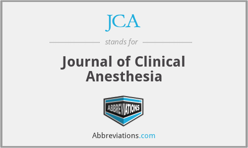 JCA - Journal of Clinical Anesthesia