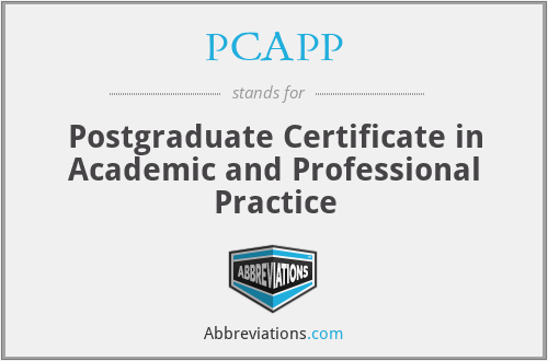 PCAPP - Postgraduate Certificate in Academic and Professional Practice