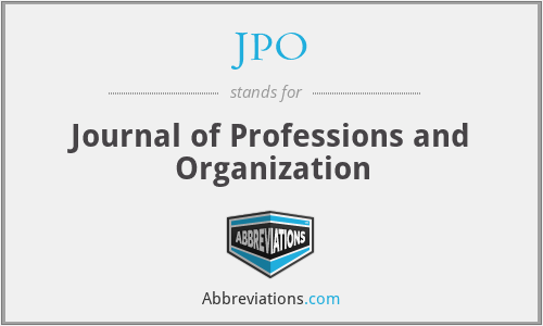 JPO - Journal of Professions and Organization