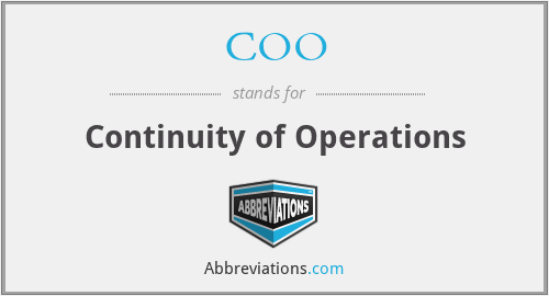 COO - Continuity of Operations