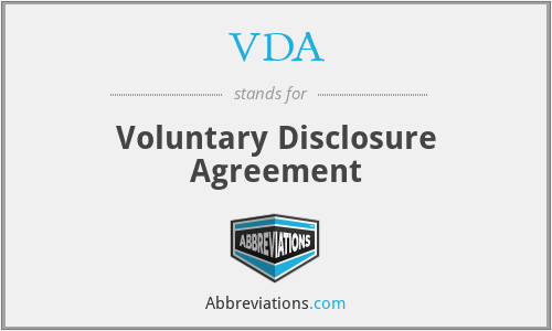 VDA - Voluntary Disclosure Agreement