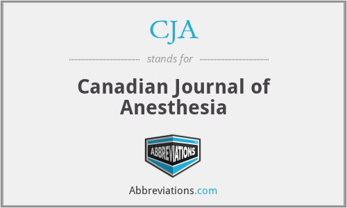 CJA - Canadian Journal of Anesthesia