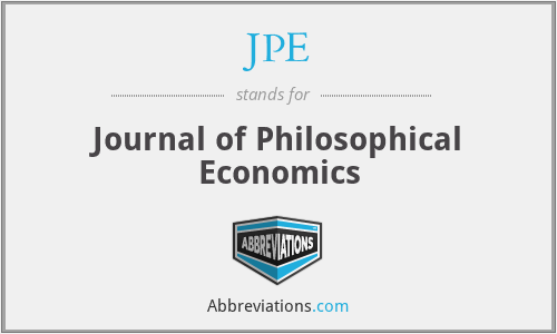 JPE - Journal of Philosophical Economics