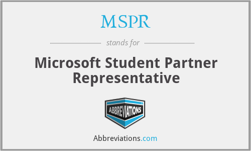 MSPR - Microsoft Student Partner Representative